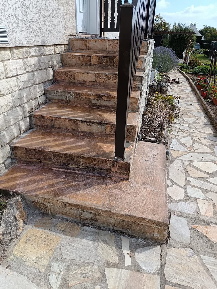 Escalier extérieur avant rénovation par FTC Carrelage Maçonnerie